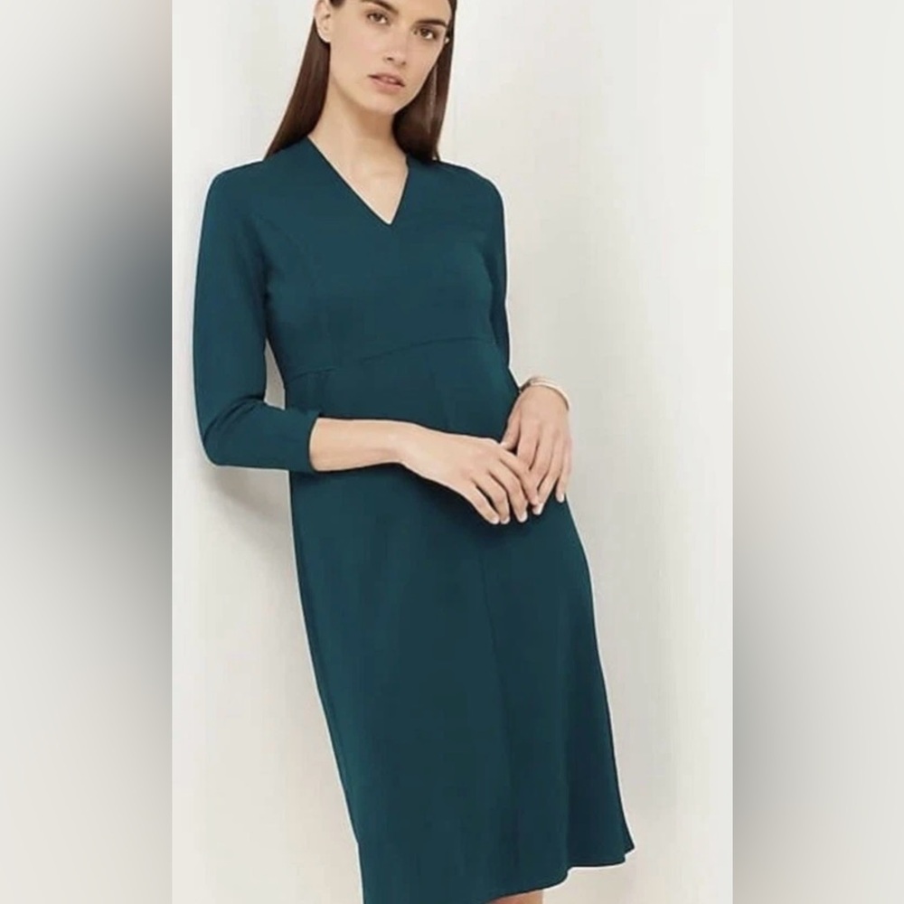 J. Jill Teal V-Neck Midi Dress Pockets Size Large